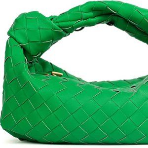 Real Italian Leather Bottega Green Woven Shoulder Bag